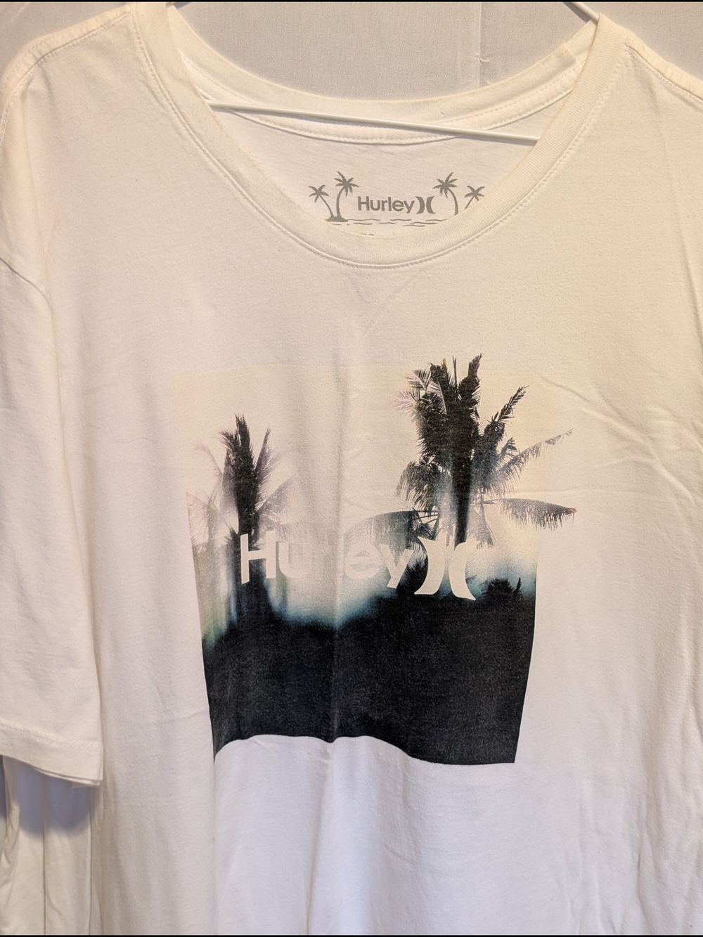 Hurley White Tropical Palm Graphic Tee